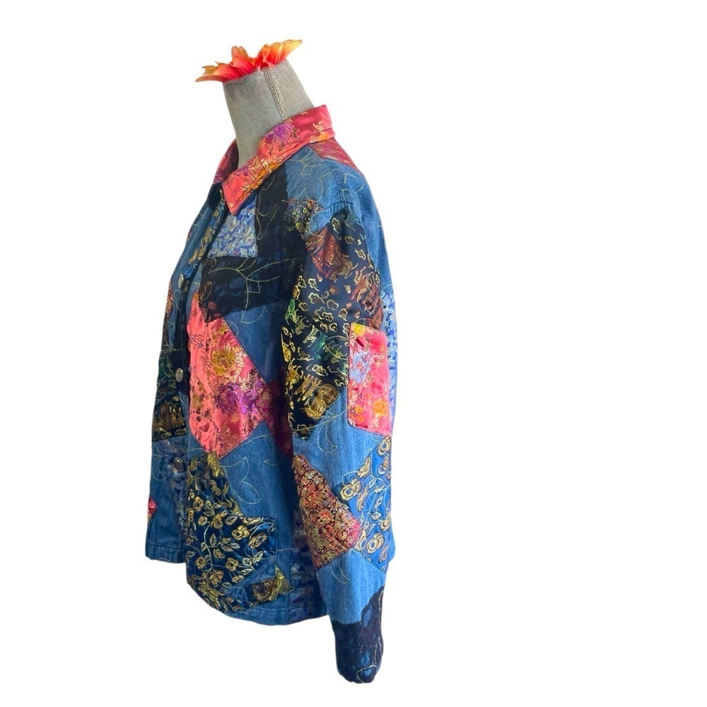 Vintage Chico’s Design Patchwork Jacket Quilted B… - image 5